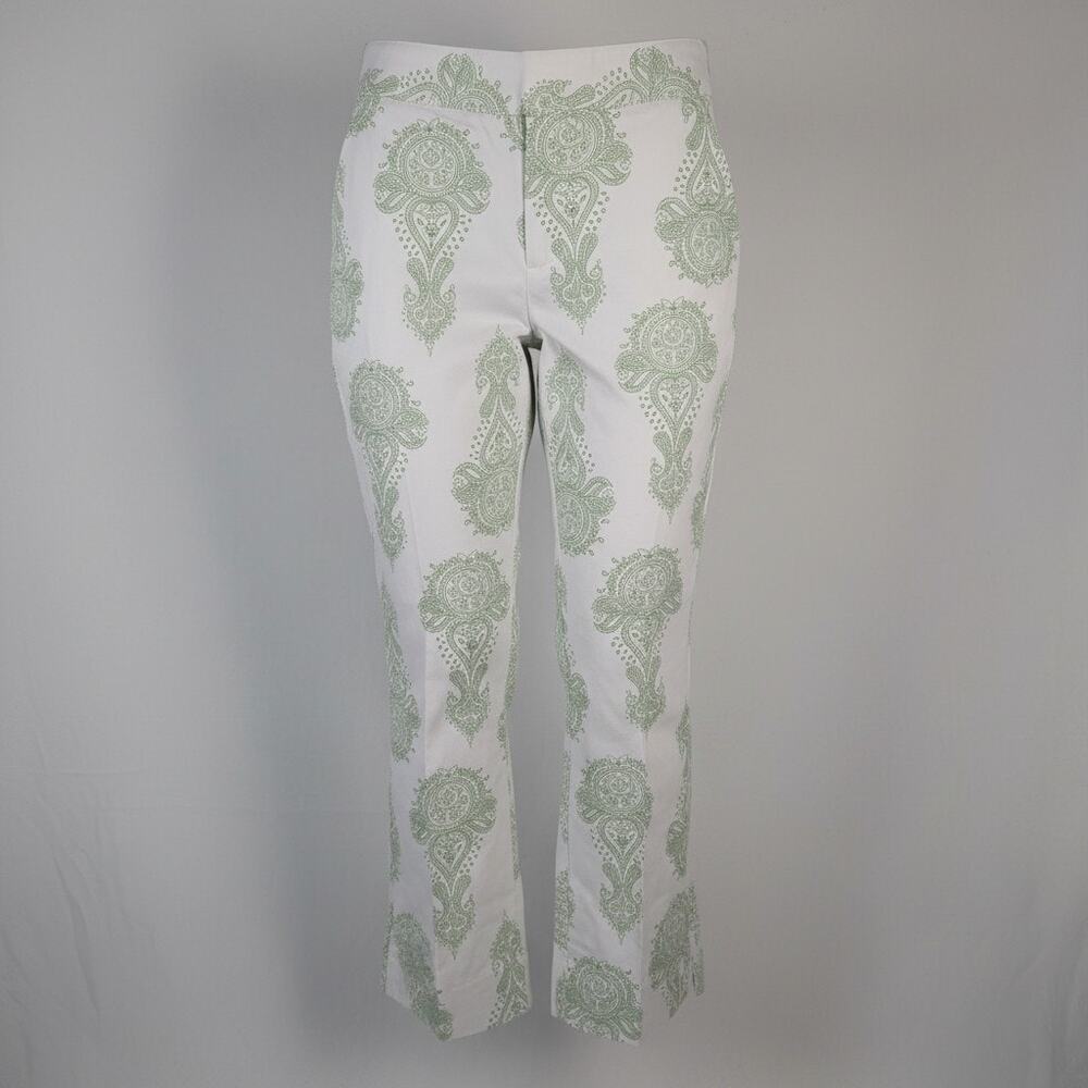 Dockers Womens 10 White Green Medallion Print Crop Pant 2003